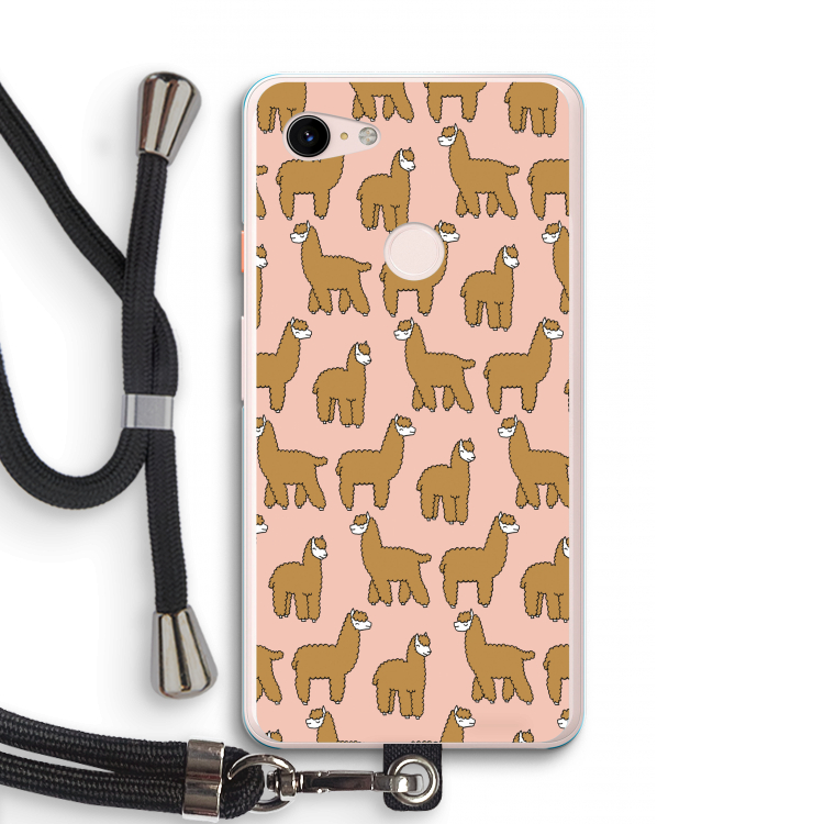Alpacas: Pixel 3 XL Transparant Hoesje met koord