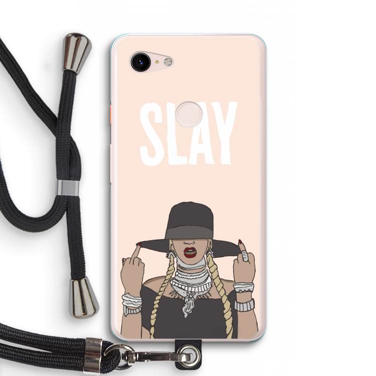 Slay All Day: Pixel 3 XL Transparant Hoesje met koord