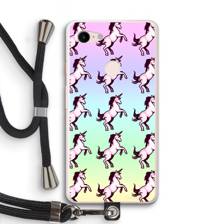 Musketon Unicorn: Pixel 3 XL Transparant Hoesje met koord
