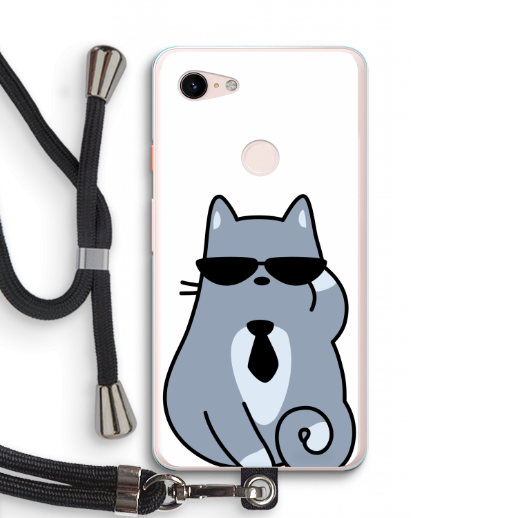 Cool cat: Pixel 3 XL Transparant Hoesje met koord