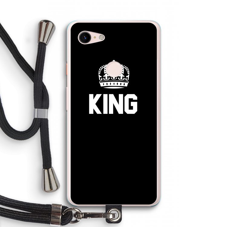 King zwart: Pixel 3 XL Transparant Hoesje met koord