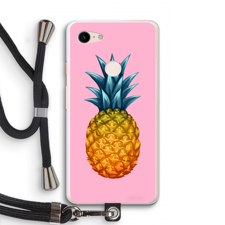 Grote ananas: Pixel 3 XL Transparant Hoesje met koord