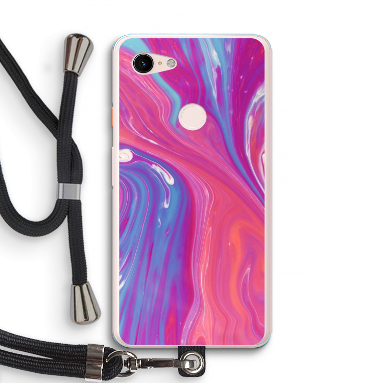 Paarse stroom: Pixel 3 XL Transparant Hoesje met koord