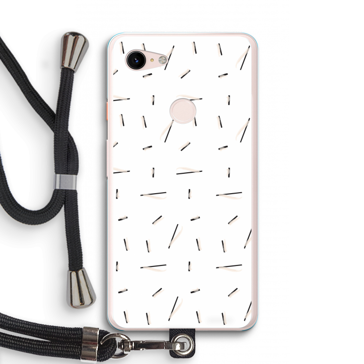 Hipster stripes: Pixel 3 XL Transparant Hoesje met koord
