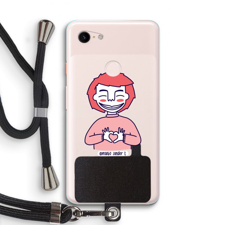 Hartje: Pixel 3 XL Transparant Hoesje met koord