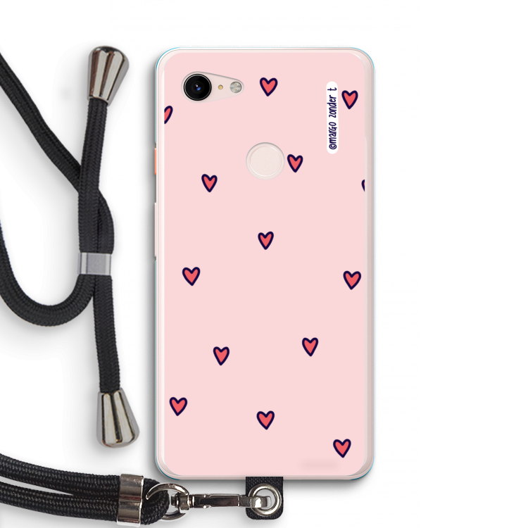 Hartjes: Pixel 3 XL Transparant Hoesje met koord