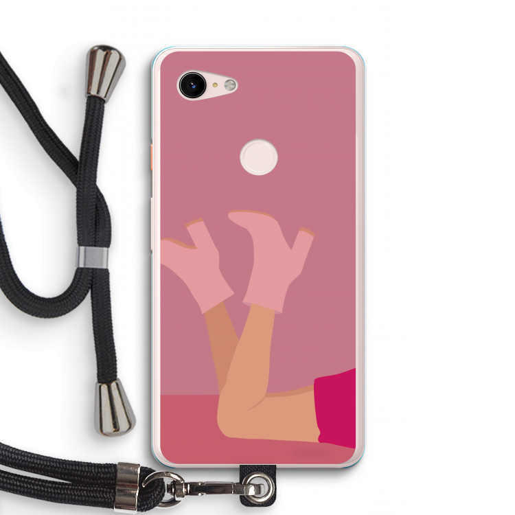 Pink boots: Pixel 3 XL Transparant Hoesje met koord