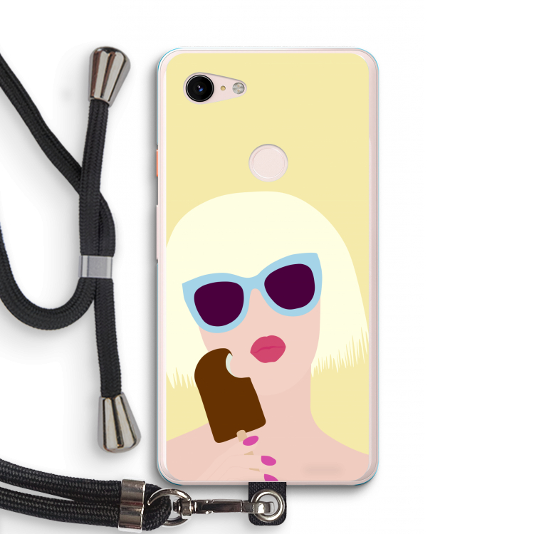 Ice cream: Pixel 3 XL Transparant Hoesje met koord
