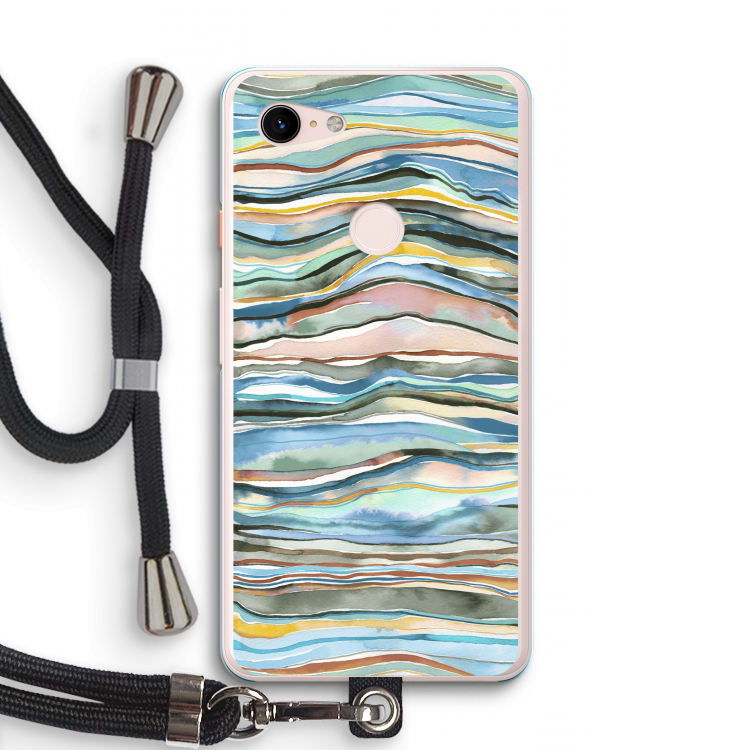 Watercolor Agate: Pixel 3 XL Transparant Hoesje met koord