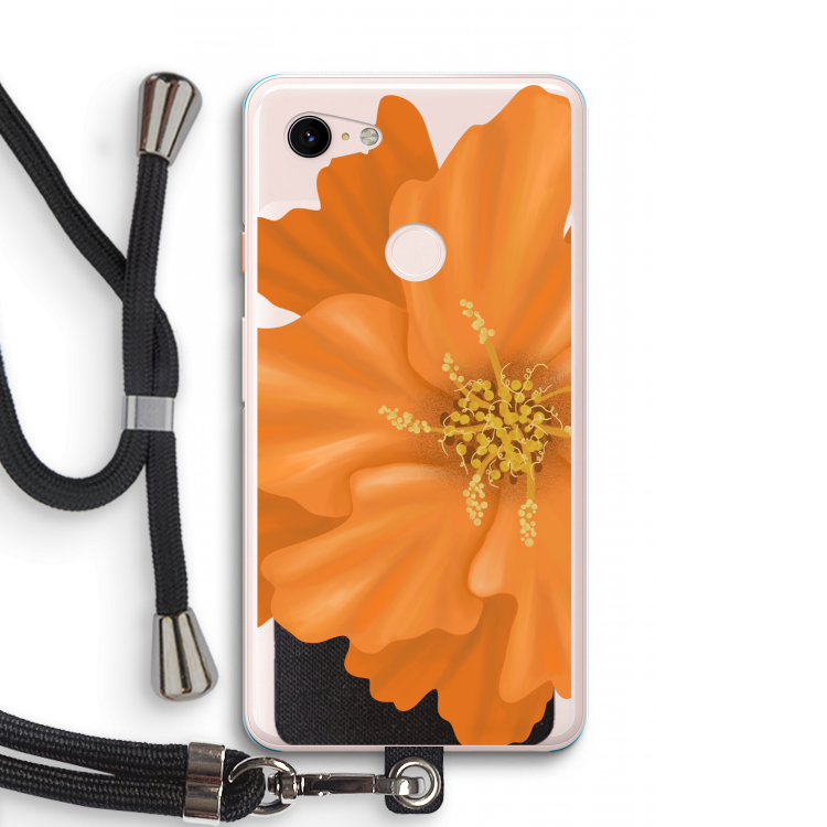 Orange Ellila flower: Pixel 3 XL Transparant Hoesje met koord