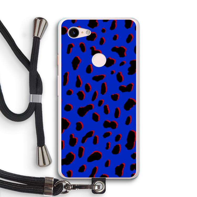 Blue Leopard: Pixel 3 XL Transparant Hoesje met koord