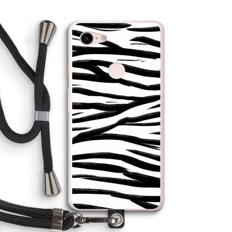 Zebra pattern: Pixel 3 XL Transparant Hoesje met koord