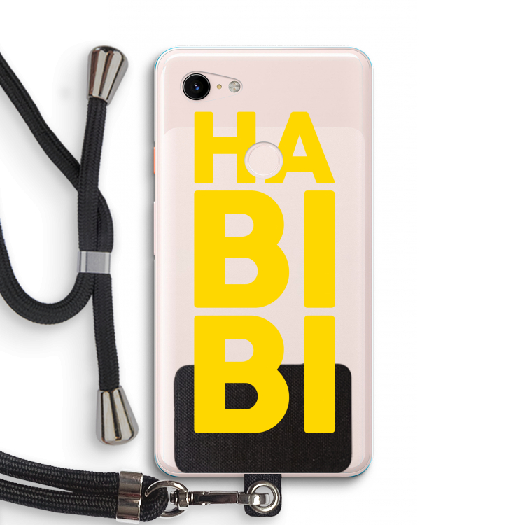 Habibi Blue: Pixel 3 XL Transparant Hoesje met koord