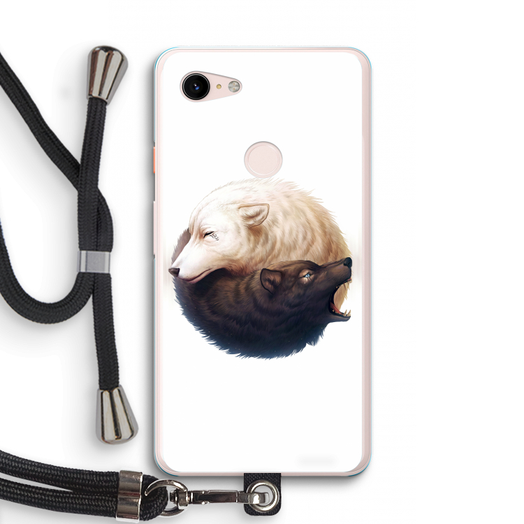 Yin Yang Wolves: Pixel 3 XL Transparant Hoesje met koord