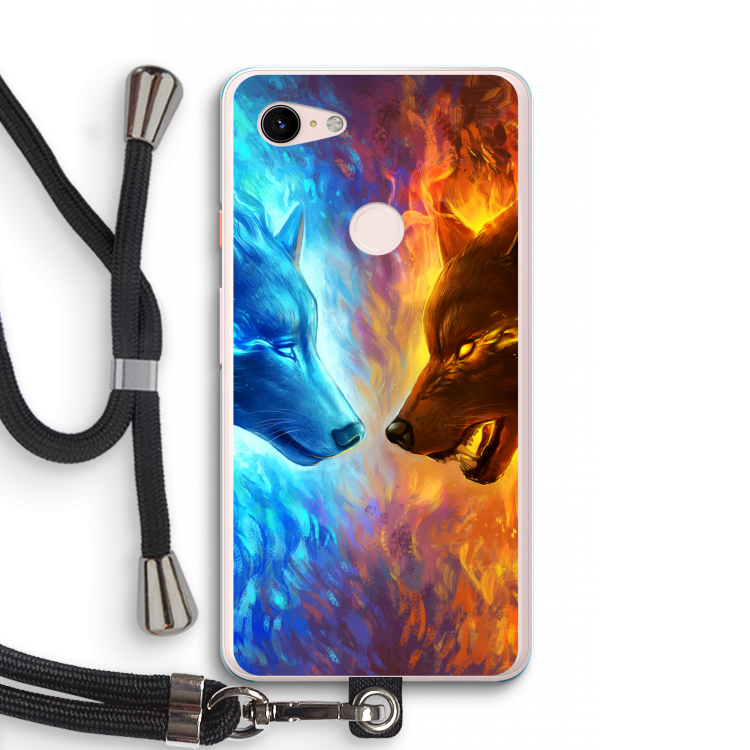 Fire & Ice: Pixel 3 XL Transparant Hoesje met koord