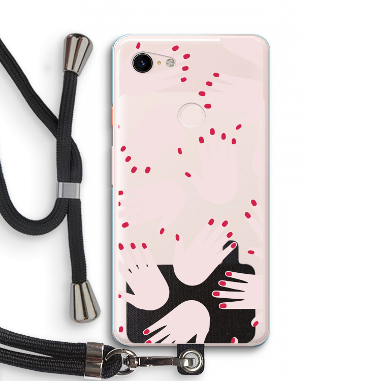 Hands pink: Pixel 3 XL Transparant Hoesje met koord