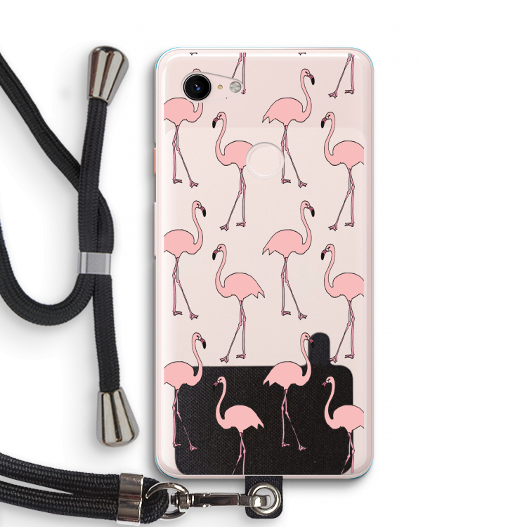 Anything Flamingoes: Pixel 3 XL Transparant Hoesje met koord