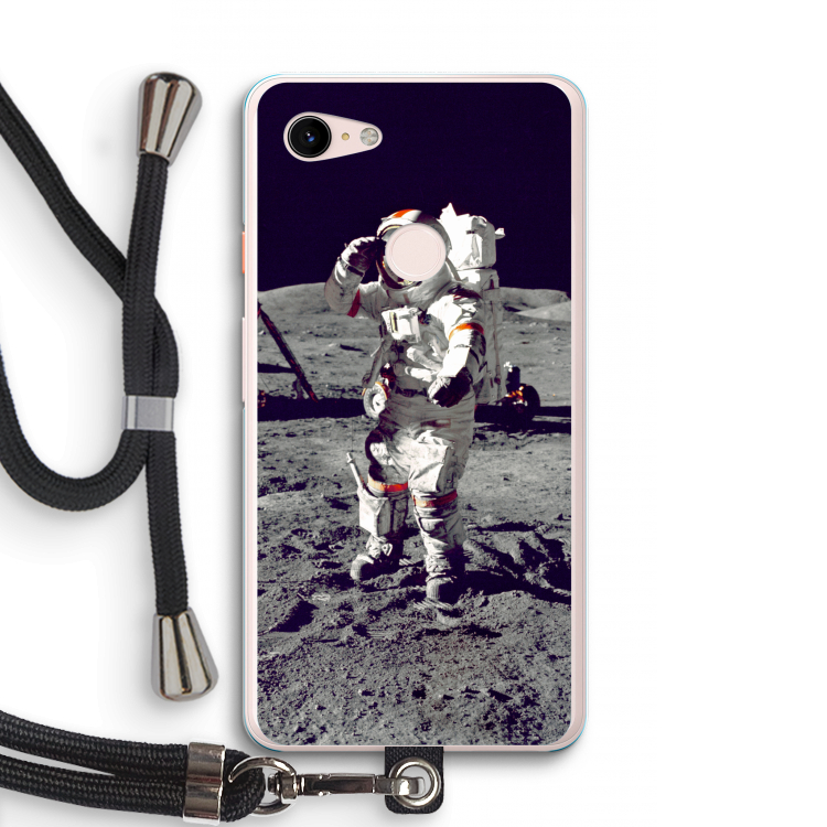 Spaceman: Pixel 3 XL Transparant Hoesje met koord