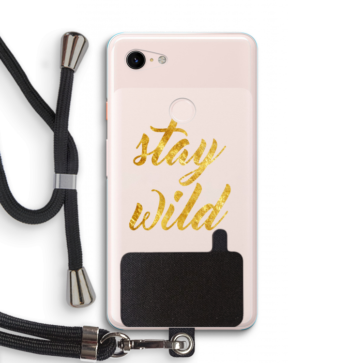 Stay wild: Pixel 3 XL Transparant Hoesje met koord