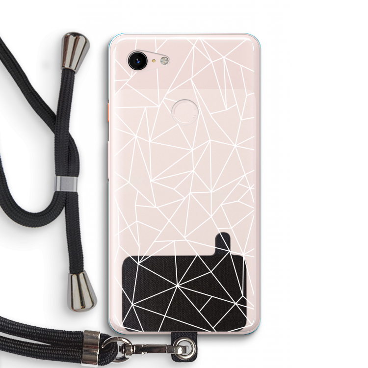 Geometrische lijnen wit: Pixel 3 XL Transparant Hoesje met koord