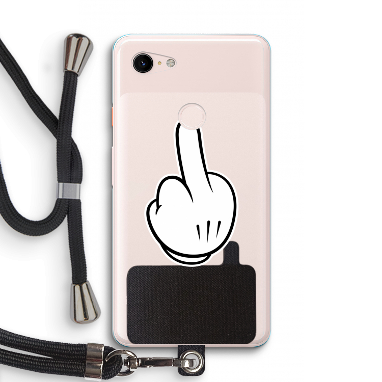 Middle finger black: Pixel 3 XL Transparant Hoesje met koord