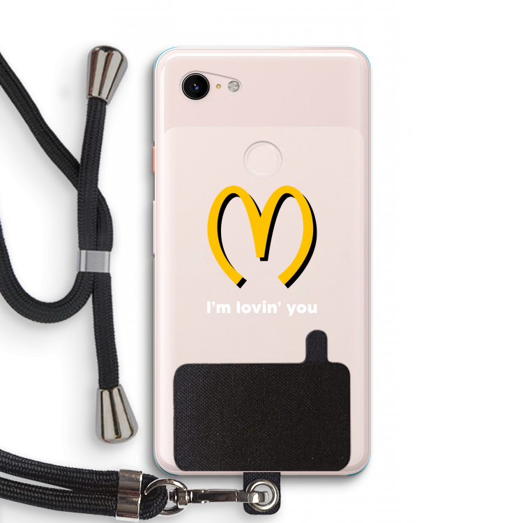 I'm lovin' you: Pixel 3 XL Transparant Hoesje met koord