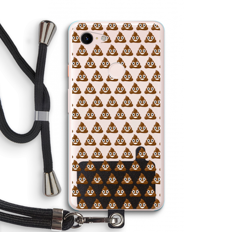 Poop emoji: Pixel 3 XL Transparant Hoesje met koord
