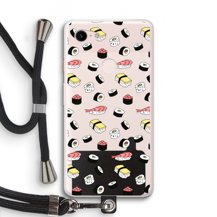 Sushi time: Pixel 3 XL Transparant Hoesje met koord