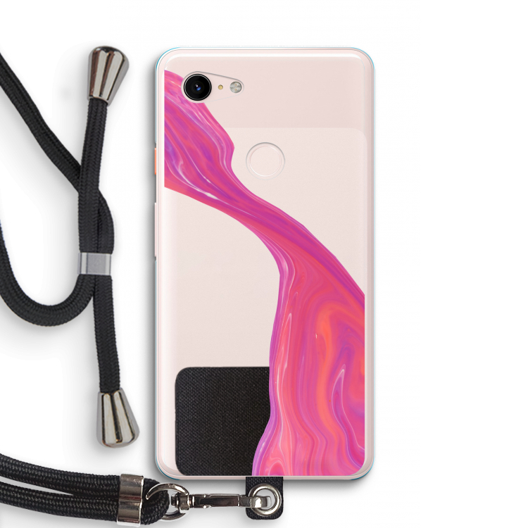 Paarse stroom: Pixel 3 XL Transparant Hoesje met koord