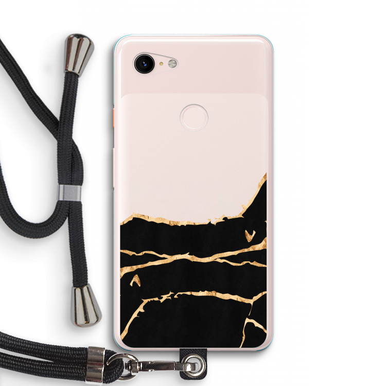 Gouden marmer: Pixel 3 XL Transparant Hoesje met koord