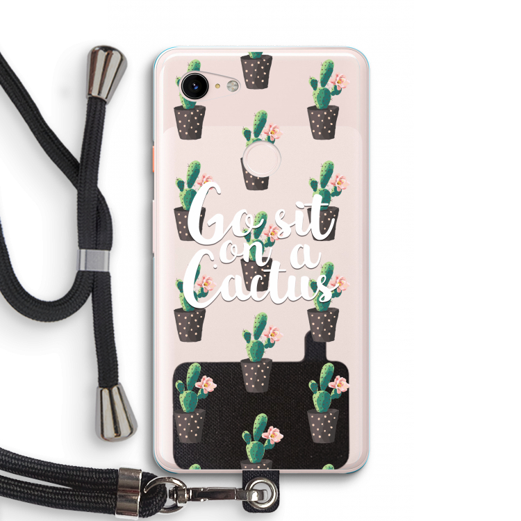 Cactus quote: Pixel 3 XL Transparant Hoesje met koord