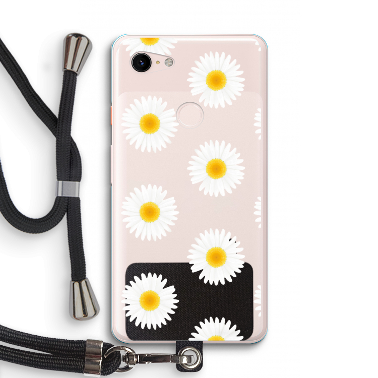 Margrietjes: Pixel 3 XL Transparant Hoesje met koord