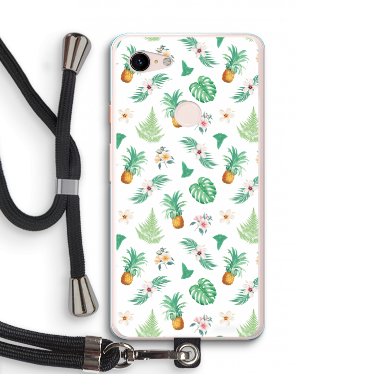 Ananas bladeren: Pixel 3 XL Transparant Hoesje met koord
