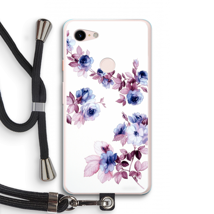 Waterverf bloemen: Pixel 3 XL Transparant Hoesje met koord