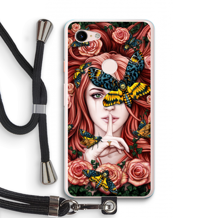 Lady Moth: Pixel 3 XL Transparant Hoesje met koord