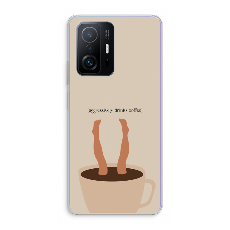 Aggressively drinks coffee: Xiaomi 11T Transparant Hoesje