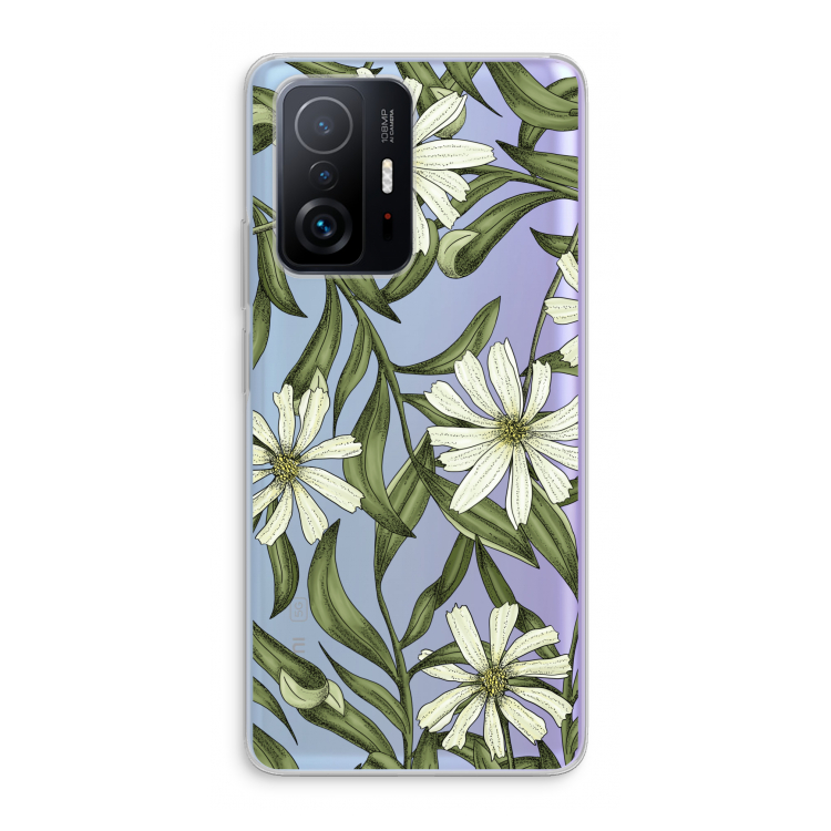Wit bloemenpatroon: Xiaomi 11T Transparant Hoesje