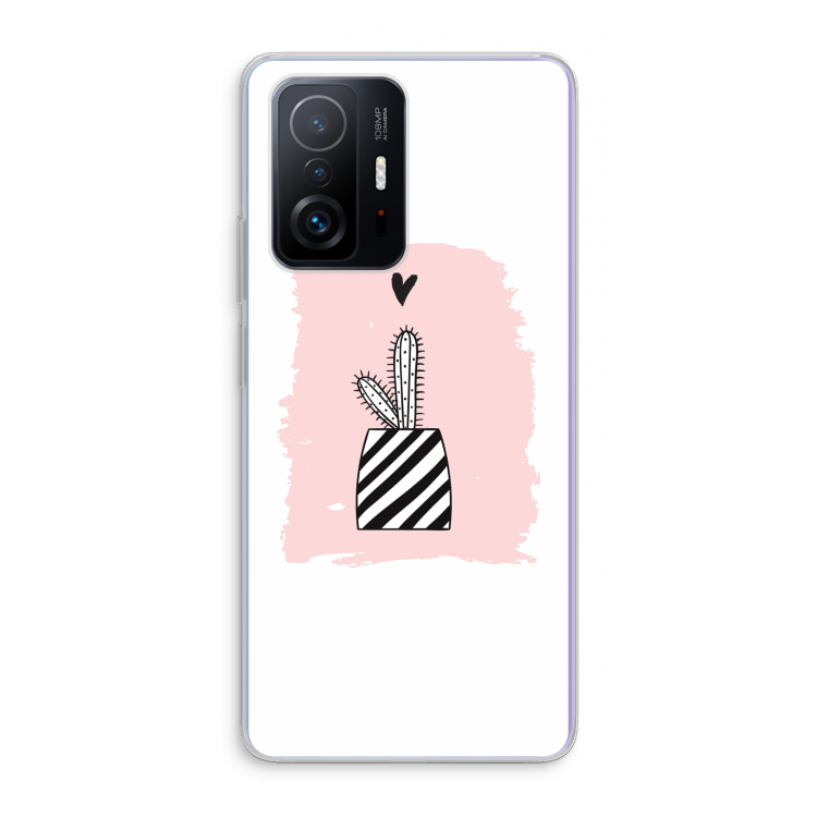 Zwart-wit cactus: Xiaomi 11T Transparant Hoesje
