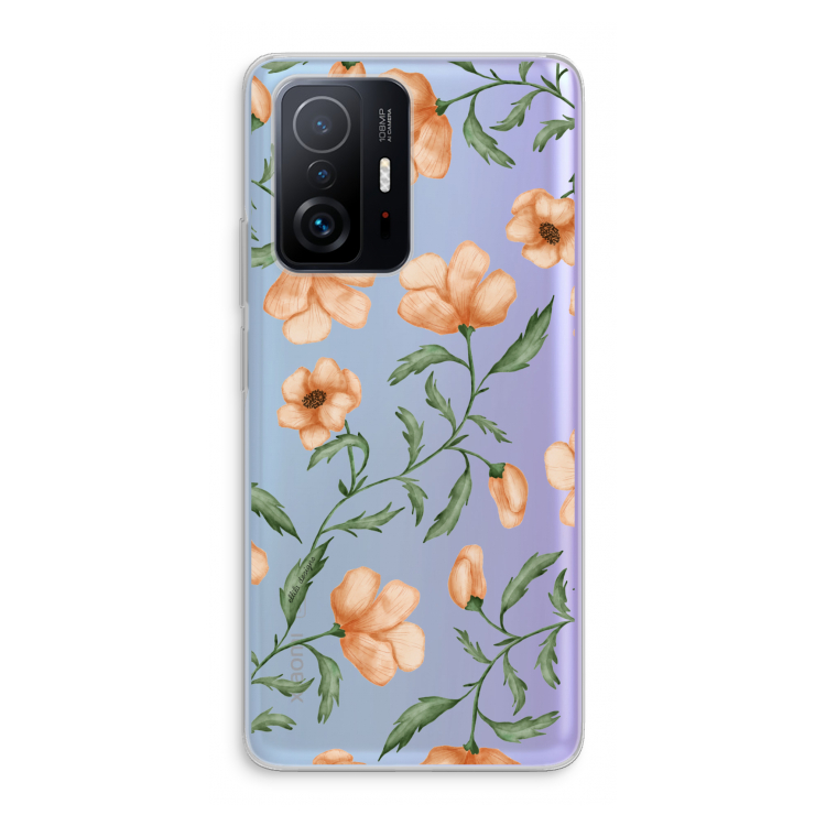 Peachy flowers: Xiaomi 11T Transparant Hoesje