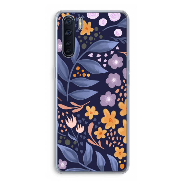 Flowers with blue leaves: Oppo A91 Transparant Hoesje