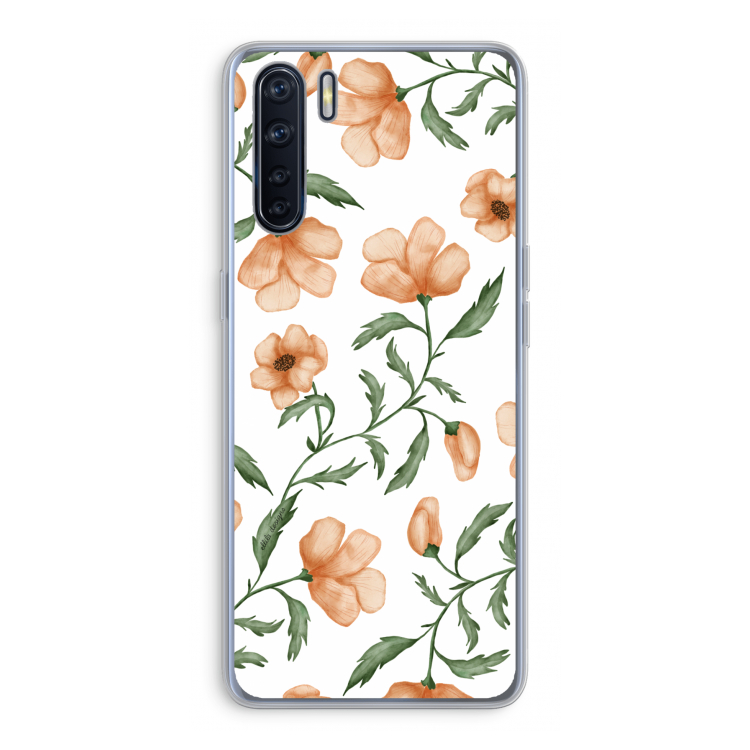 Peachy flowers: Oppo A91 Transparant Hoesje
