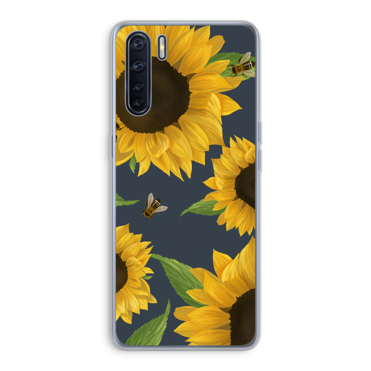 Sunflower and bees: Oppo A91 Transparant Hoesje