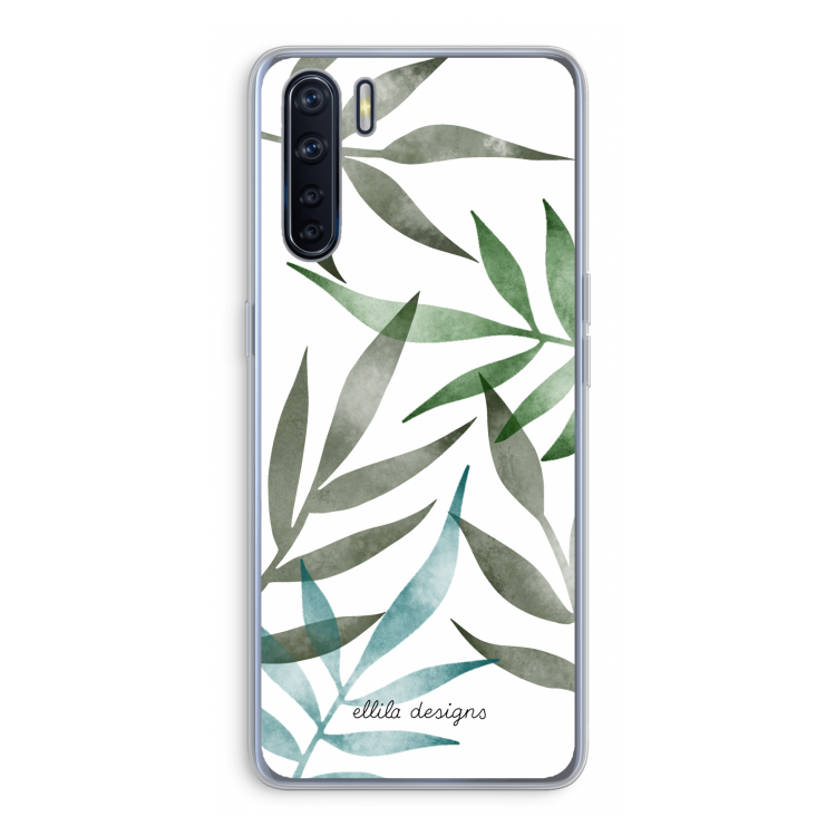 Tropical watercolor leaves: Oppo A91 Transparant Hoesje