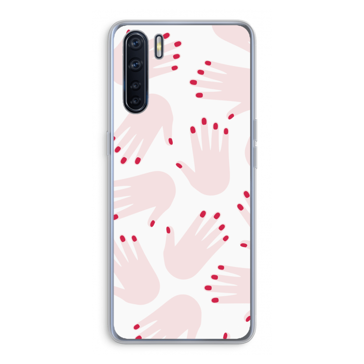 Hands pink: Oppo A91 Transparant Hoesje