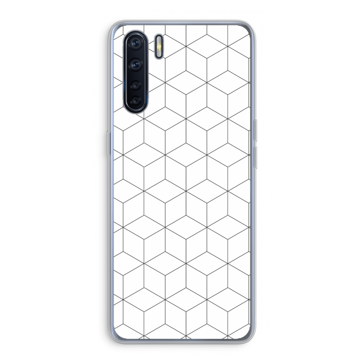 Zwart-witte kubussen: Oppo A91 Transparant Hoesje
