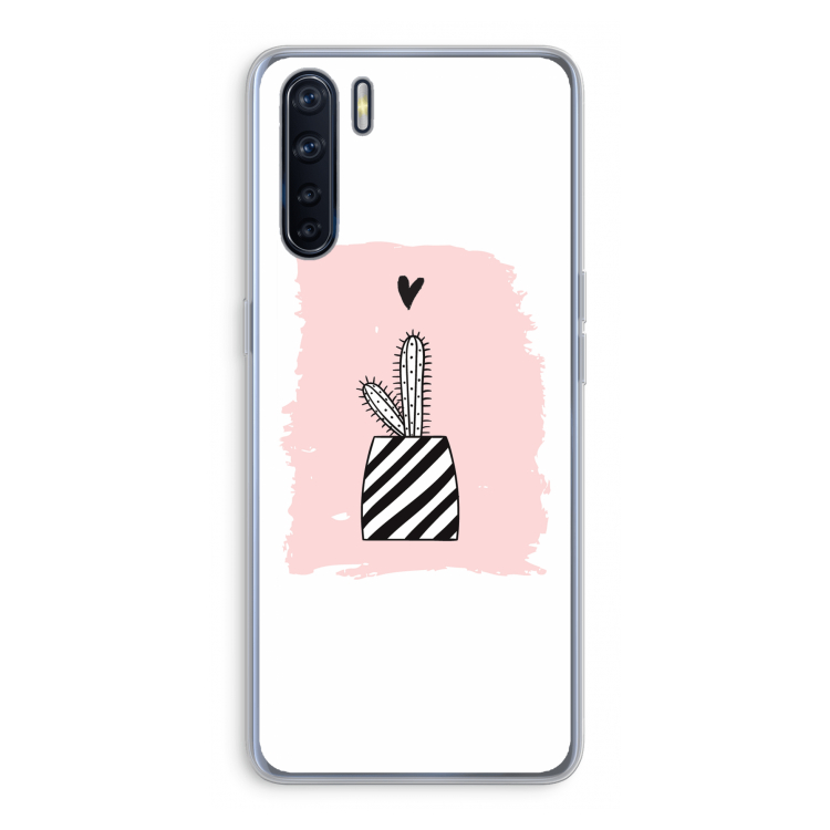 Zwart-wit cactus: Oppo A91 Transparant Hoesje