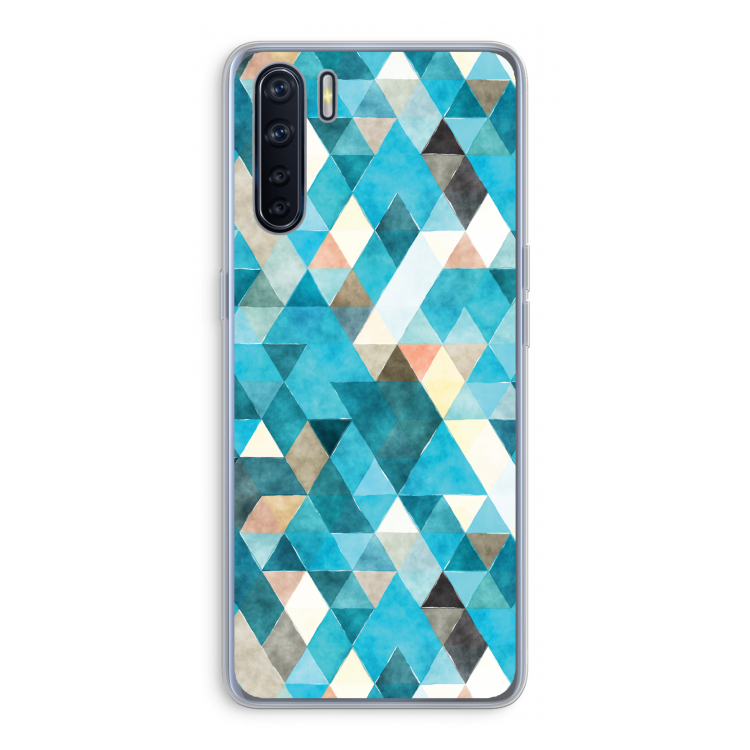 Gekleurde driehoekjes blauw: Oppo A91 Transparant Hoesje