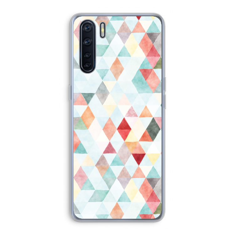 Gekleurde driehoekjes pastel: Oppo A91 Transparant Hoesje