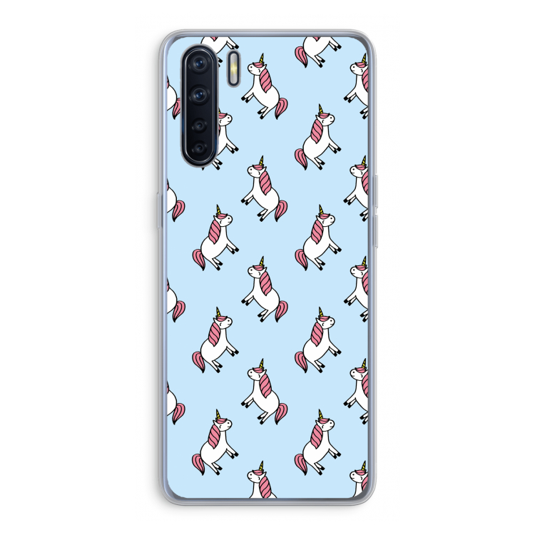 Eenhoorns overal: Oppo A91 Transparant Hoesje