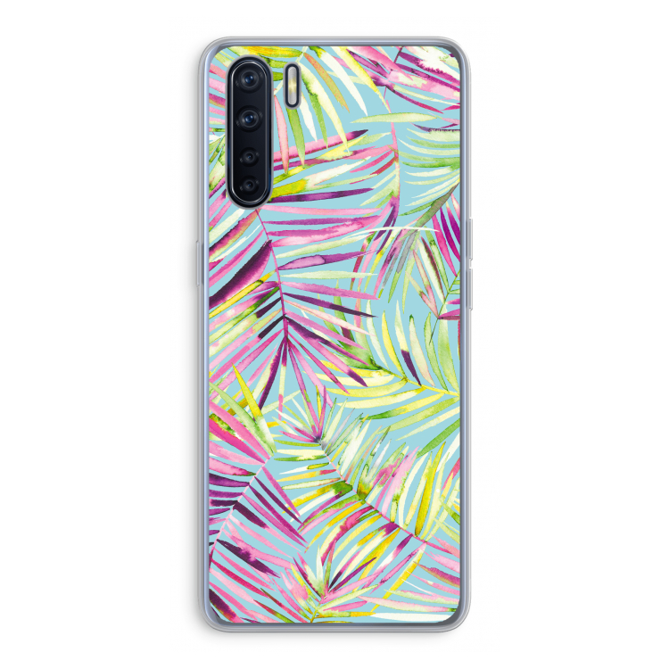 Tropical Palms Blue: Oppo A91 Transparant Hoesje